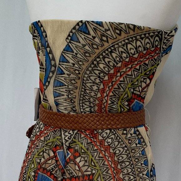 AS U WISH Tribal Aztec Gypsy Boho Lace Strapless Padded Bra Mini Dress - Picture 12 of 16